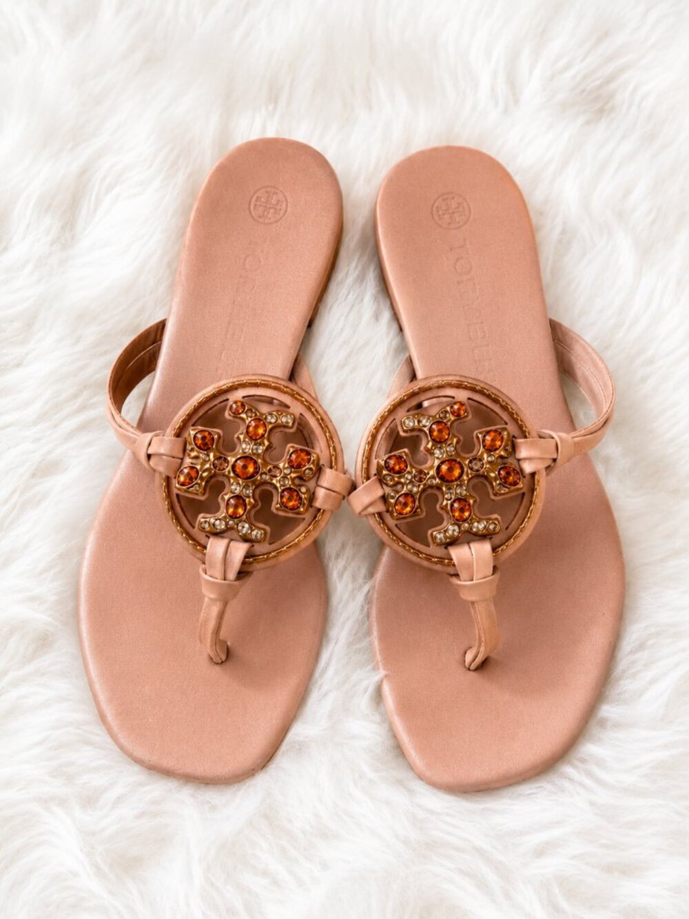 Tory Burch Jeweled Miller Sandals Blush/Multi